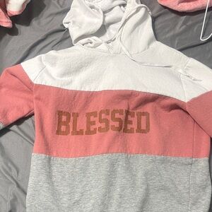 Pink and Gray Colorblock Hoodie